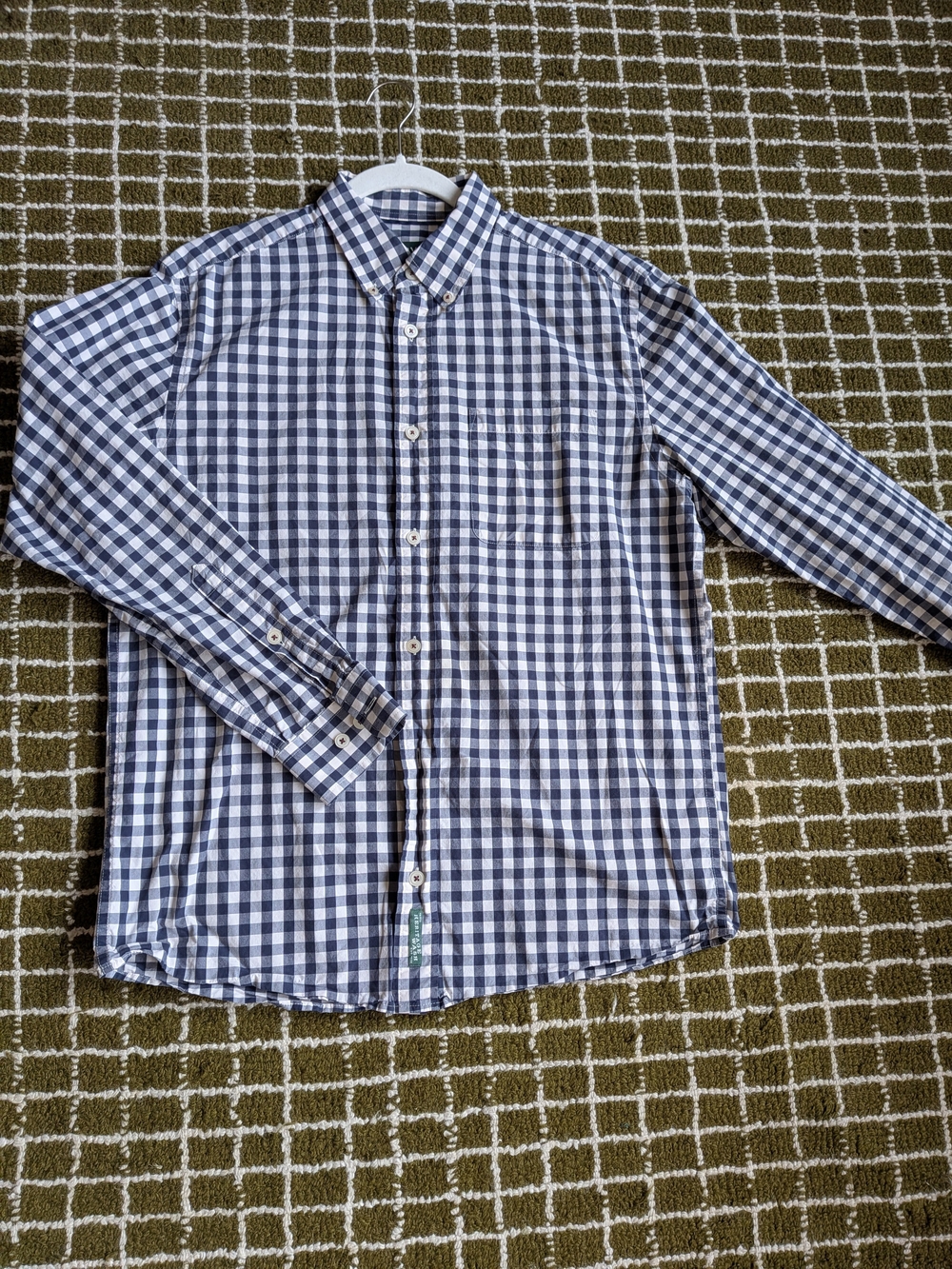 Orvis Blue and White Gingham Button-Down Shirt